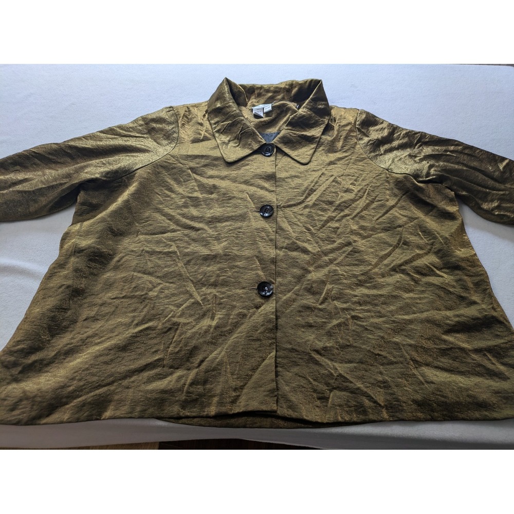 Ulla Popken‎ Metallic Gold Bronze Jacket Blazer Plus 32/34 3/4 Sleeve